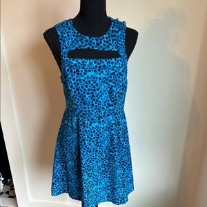 Kimchi Blue Vibrant Blue and Black Patterned Dress